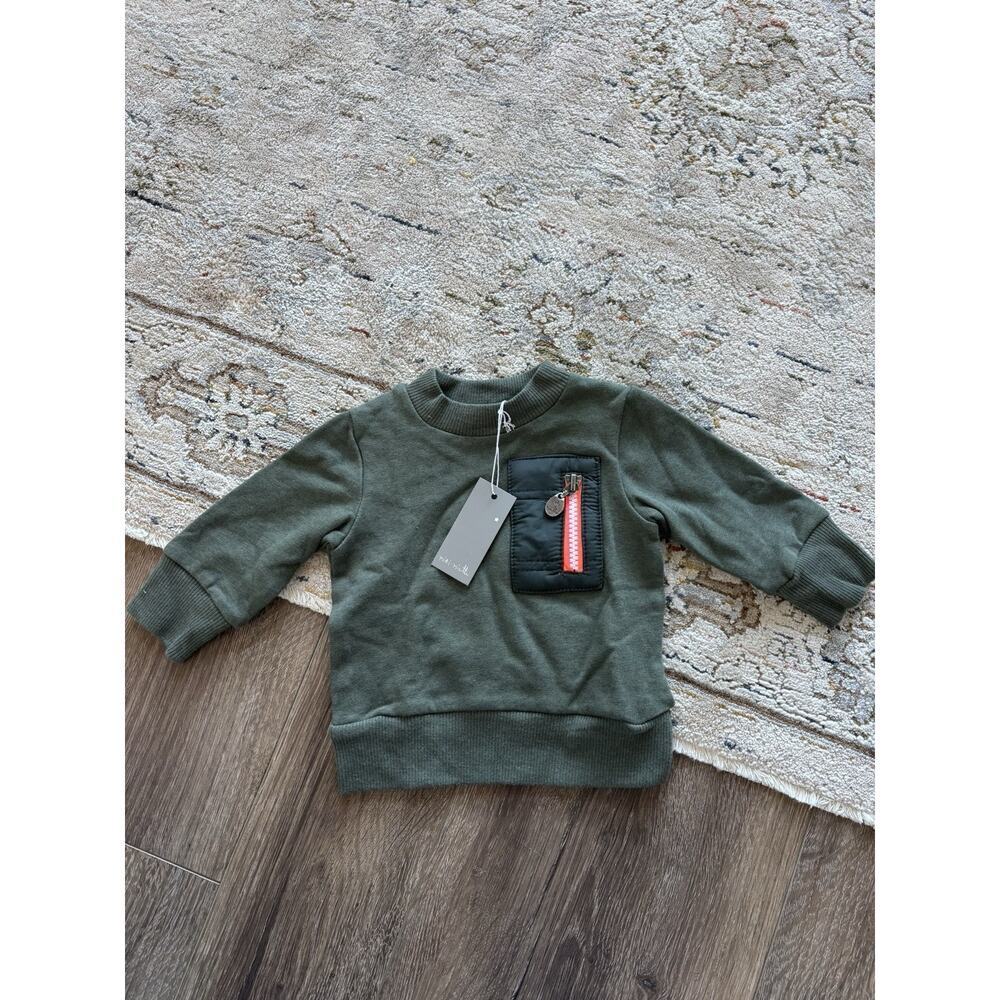 NWT Miki Miette boys 6 month pullover crewneck sweater green casual cozy baby